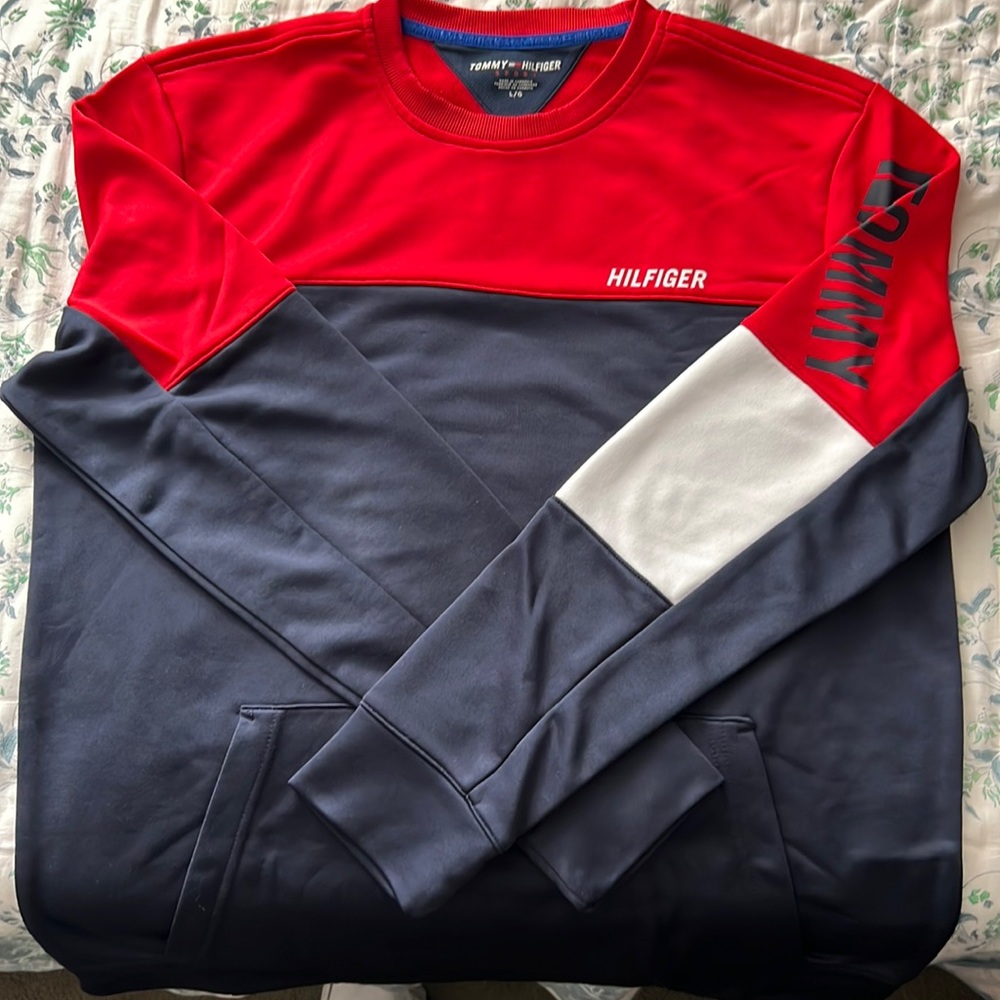 Tommy Hilfiger Red-Blue Sports Crewneck - Large